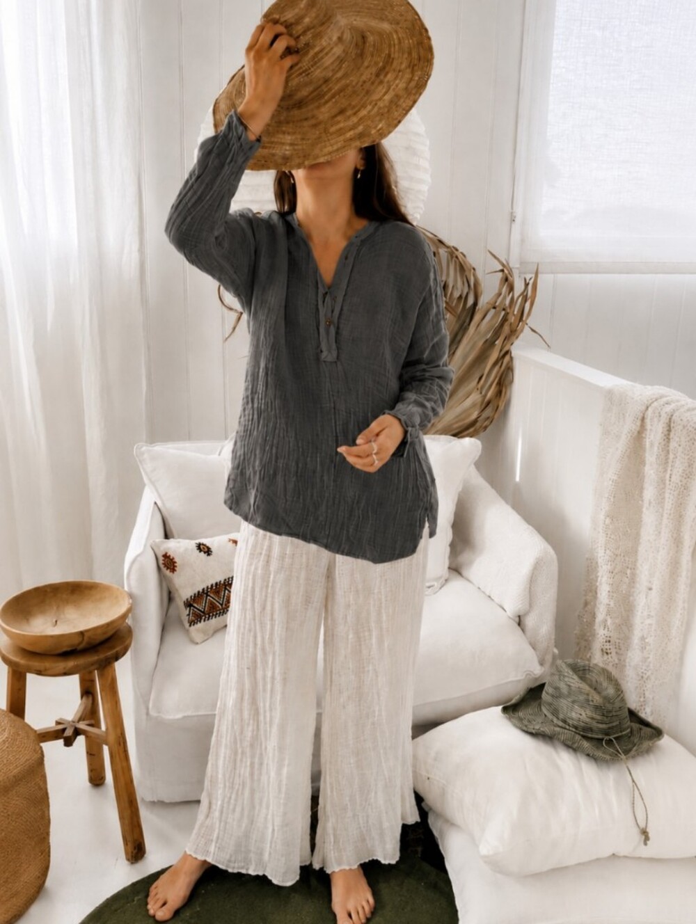 La bottega Di Brunella Linen Seraphina Tunic Top